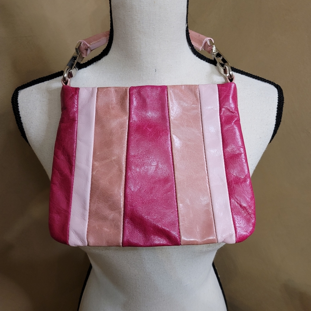Pink Striped Mini Leather Bag